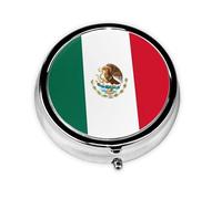 Round mini Pill Box WZYWHJ Flag of Mexico Pattern Small and Portable with partitions for Medicine Storage for Travel and Daily use