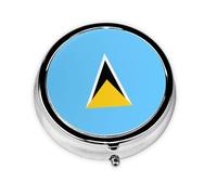 Round mini Pill Box WZYWHJ Flag of Saint Lucia Prints Small and Portable with partitions for Medicine Storage for Travel and Daily use