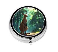 Round mini Pill Box WZYWHJ Gentle Kangaroo Prints Small and Portable with partitions for Medicine Storage for Travel and Daily use