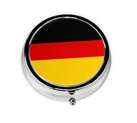 Round mini Pill Box WZYWHJ German Flag Prints Small and Portable with partitions for Medicine Storage for Travel and Daily use