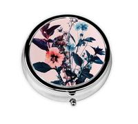 Round mini Pill Box WZYWHJ Hipster Plants Prints Small and Portable with partitions for Medicine Storage for Travel and Daily use