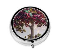 Round mini Pill Box WZYWHJ Huge Mulberries Picture Small and Portable with partitions for Medicine Storage for Travel and Daily use