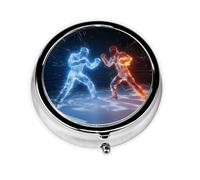 Round mini Pill Box WZYWHJ Ice and Fire Boxing Printing Small and Portable with partitions for Medicine Storage for Travel and Daily use