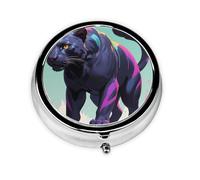 Round mini Pill Box WZYWHJ Majestic Leopard Prints Small and Portable with partitions for Medicine Storage for Travel and Daily use