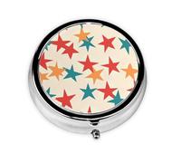 Round mini Pill Box WZYWHJ Many Five-Pointed Stars Prints Small and Portable with partitions for Medicine Storage for Travel and Daily use
