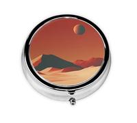 Round mini Pill Box WZYWHJ Minimalist Mars Prints Small and Portable with partitions for Medicine Storage for Travel and Daily use