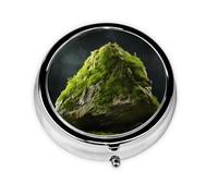 Round mini Pill Box WZYWHJ Moss on The Rocks Printing Small and Portable with partitions for Medicine Storage for Travel and Daily use