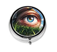 Round mini Pill Box WZYWHJ Mysterious Eye Prints Small and Portable with partitions for Medicine Storage for Travel and Daily use