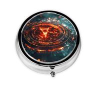 Round mini Pill Box WZYWHJ Mysterious Symbols Picture Small and Portable with partitions for Medicine Storage for Travel and Daily use