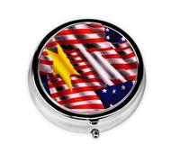 Round mini Pill Box WZYWHJ National Flag Pattern Picture Small and Portable with partitions for Medicine Storage for Travel and Daily use