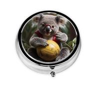 Round mini Pill Box WZYWHJ Naughty Koala Printing Small and Portable with partitions for Medicine Storage for Travel and Daily use