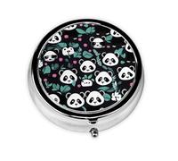 Round mini Pill Box WZYWHJ Panda Cute face Printing Small and Portable with partitions for Medicine Storage for Travel and Daily use