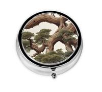 Round mini Pill Box WZYWHJ Petrified Oak Prints Small and Portable with partitions for Medicine Storage for Travel and Daily use