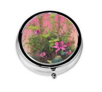 Round mini Pill Box WZYWHJ Piranha Plant Group Prints Small and Portable with partitions for Medicine Storage for Travel and Daily use