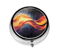 Round mini Pill Box WZYWHJ Quantum Energy Flow Picture Small and Portable with partitions for Medicine Storage for Travel and Daily use