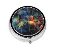 Round mini Pill Box WZYWHJ Quantum Lattice Picture Small and Portable with partitions for Medicine Storage for Travel and Daily use