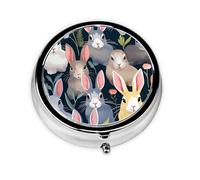 Round mini Pill Box WZYWHJ Rabbit Pattern Picture Small and Portable with partitions for Medicine Storage for Travel and Daily use