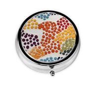 Round mini Pill Box WZYWHJ Rainbow Polka Dot Stitch Pattern Small and Portable with partitions for Medicine Storage for Travel and Daily use