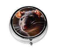 Round mini Pill Box WZYWHJ Rat's Head Printing Small and Portable with partitions for Medicine Storage for Travel and Daily use