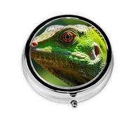 Round mini Pill Box WZYWHJ red-Eyed Chameleon Printing Small and Portable with partitions for Medicine Storage for Travel and Daily use