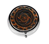 Round mini Pill Box WZYWHJ Retro Pattern Picture Small and Portable with partitions for Medicine Storage for Travel and Daily use