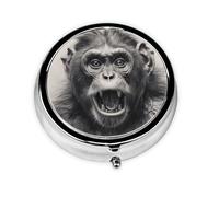 Round mini Pill Box WZYWHJ Sketch Monkey Head Printing Small and Portable with partitions for Medicine Storage for Travel and Daily use
