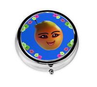 Round mini Pill Box WZYWHJ Smiley Yellow Pear Prints Small and Portable with partitions for Medicine Storage for Travel and Daily use