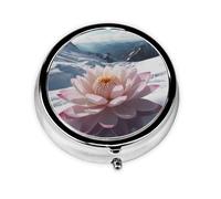 Round mini Pill Box WZYWHJ Snow Lotus on The Snow Mountain Printing Small and Portable with partitions for Medicine Storage for Travel and Daily use