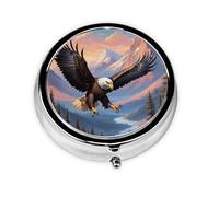 Round mini Pill Box WZYWHJ Soaring Eagle Pattern Small and Portable with partitions for Medicine Storage for Travel and Daily use