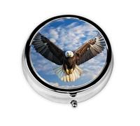 Round mini Pill Box WZYWHJ Soaring Eagle Printing Small and Portable with partitions for Medicine Storage for Travel and Daily use