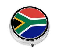 Round mini Pill Box WZYWHJ South African Flag Prints Small and Portable with partitions for Medicine Storage for Travel and Daily use