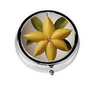 Round mini Pill Box WZYWHJ Star Fruit Five-Pointed Star Picture Small and Portable with partitions for Medicine Storage for Travel and Daily use