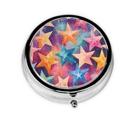Round mini Pill Box WZYWHJ Stars in Space Picture Small and Portable with partitions for Medicine Storage for Travel and Daily use