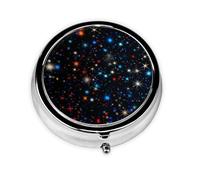 Round mini Pill Box WZYWHJ Stars Pattern Printing Small and Portable with partitions for Medicine Storage for Travel and Daily use