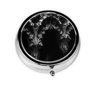 Round mini Pill Box WZYWHJ Strange Buildings Picture Small and Portable with partitions for Medicine Storage for Travel and Daily use