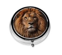 Round mini Pill Box WZYWHJ The Lion's Gaze Pattern Small and Portable with partitions for Medicine Storage for Travel and Daily use