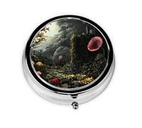 Round mini Pill Box WZYWHJ The Venus Flytrap Waits Picture Small and Portable with partitions for Medicine Storage for Travel and Daily use