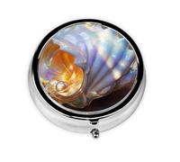 Round mini Pill Box WZYWHJ Translucent Shells Printing Small and Portable with partitions for Medicine Storage for Travel and Daily use