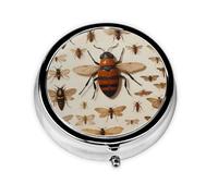 Round mini Pill Box WZYWHJ Various Insects Printing Small and Portable with partitions for Medicine Storage for Travel and Daily use