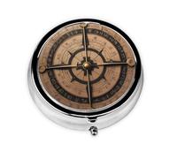 Round mini Pill Box WZYWHJ Virgin Circular Compass Pattern Small and Portable with partitions for Medicine Storage for Travel and Daily use