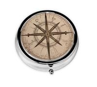 Round mini Pill Box WZYWHJ Virgin Compass Pattern Small and Portable with partitions for Medicine Storage for Travel and Daily use
