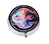 Round mini Pill Box WZYWHJ yin yang Sky Picture Small and Portable with partitions for Medicine Storage for Travel and Daily use