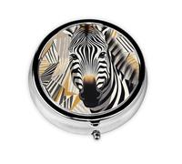 Round mini Pill Box WZYWHJ Zebra Head Pattern Small and Portable with partitions for Medicine Storage for Travel and Daily use