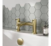 Round Minimalist Deck Mounted Bath Filler Tap - Brushed Brass - Balterley