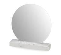 Round Mirror with Marble Stand, Tabletop Mirror with Stand, Dressing Table Mirror, Elegant Round Vanity Mirror, Marble Base