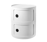 Round Modern Nightstand with Drawers and Sliding Door 2-Tier Storage Table for Bedroom Living Room or Bathroom - Stylish Plastic nizer and End Table