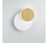 Round Modern Wall Sconce White LED Wall Light Wood Grain Finish, 11W Minimalist Geometry Wall Lamp Ring Acrylic Shade, Indoor Bedroom Hallway Stairs Aisle Wall Lighting Fixture