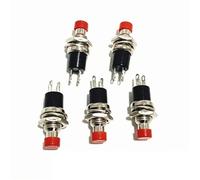 Round Momentary Push Button Switch Press The Self-Reset PBS-110 7mm Normally Open Closed 1NO1NC 5Pcs(5Pcs Red,NC)