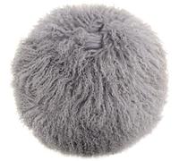 Round Mongolian Long Curly Wool Sheepskin Cushion with Inner - 40cm SNUGRUGS Grey One Size