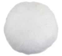 Round Mongolian Long Curly Wool Sheepskin Cushion with Inner - 40cm SNUGRUGS White One Size
